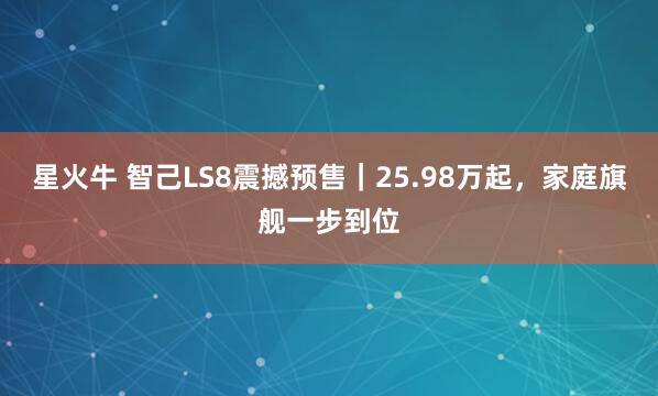 星火牛 智己LS8震撼预售｜25.98万起，家庭旗舰一步到位